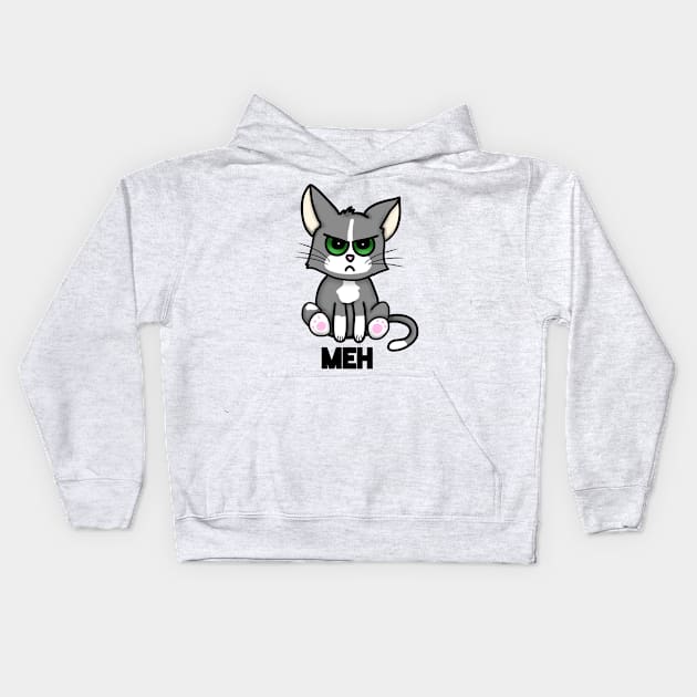 Meh Cat (Large Design) Kids Hoodie by Aeriskate